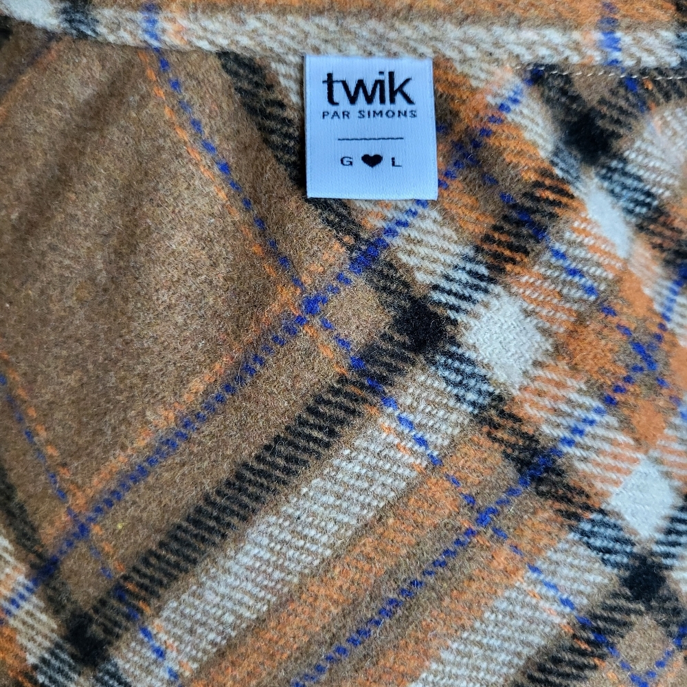 Plaid shirt , size large Twik, Tan, brown